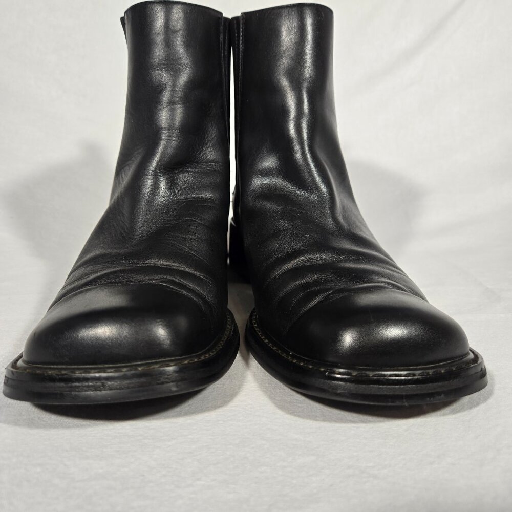 Vintage Y2K 90's BLACK Leather Chunky Platform Block Heel Chelsea Boot Size 10M - Picture 5 of 17